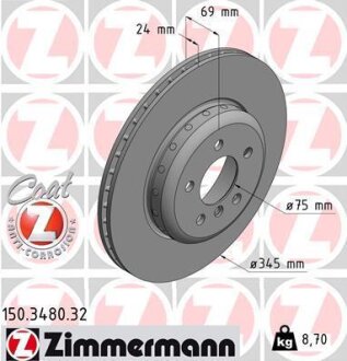 Диск гальмівний ZIMMERMANN 150.3480.32