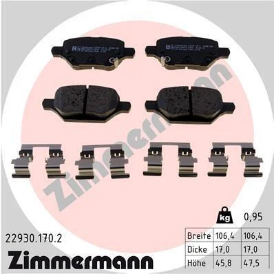 Комплект гальмівних накладок, дискове гальмо ZIMMERMANN 22930.170.2 (фото 1)