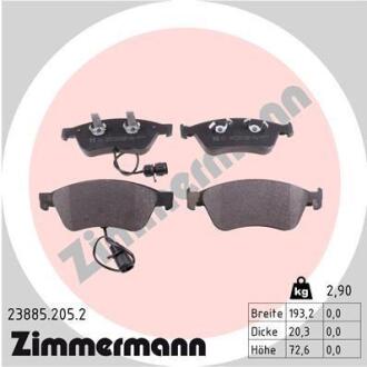 Фото колодки гальмівні дискові, к-кт ZIMMERMANN 238852052 Колодки гальмівні дискові, к-кт ZIMMERMANN 238852052