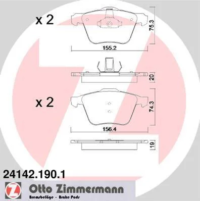 Колодки гальмівні дискові комплект ZIMMERMANN 241421901 (фото 1)