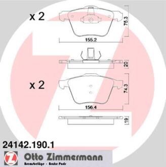 Колодки гальмівні дискові комплект ZIMMERMANN 241421901