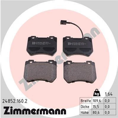 Колодки гальмівні дискові ZIMMERMANN 24852.160.2 (фото 1)