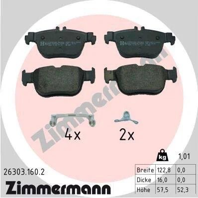 Комплект гальмівних накладок, дискове гальмо ZIMMERMANN 26303.160.2 (фото 1)
