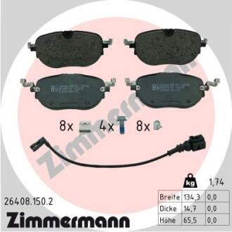 Комплект гальмівних накладок, дискове гальмо ZIMMERMANN 26408.150.2