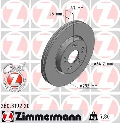 Гальмівний диск ZIMMERMANN 280.3192.20 (фото 1)