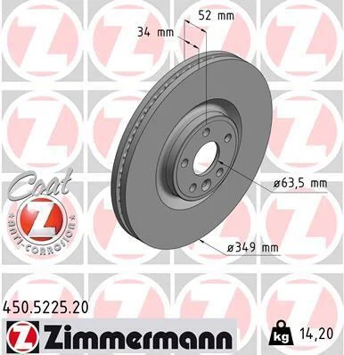 Гальмівний диск ZIMMERMANN 450.5225.20 (фото 1)