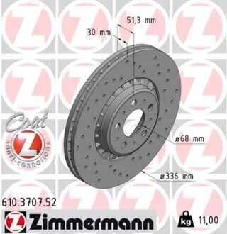 Диск гальмівний ZIMMERMANN 610.3707.52